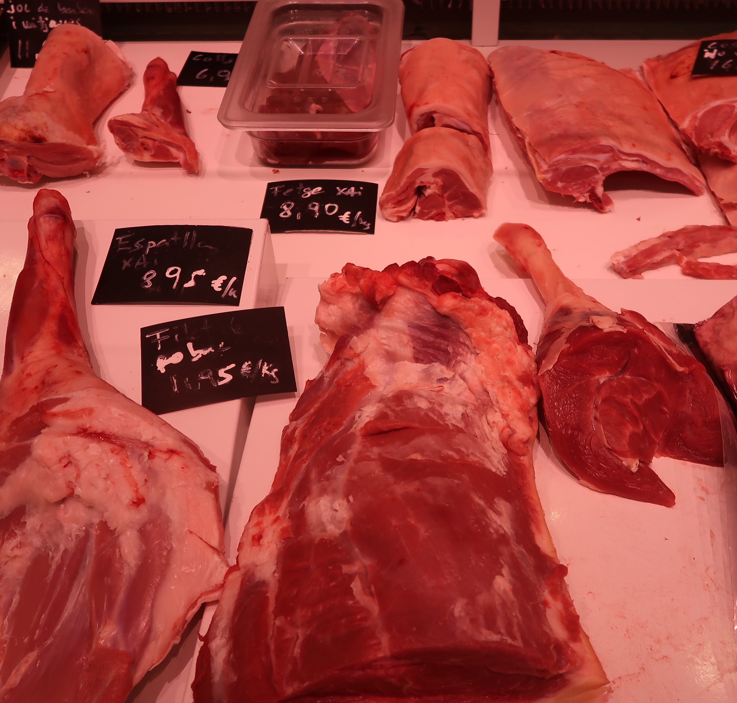 Selection of meats at Manel i Elisabet, San Antonio market, Barcelona